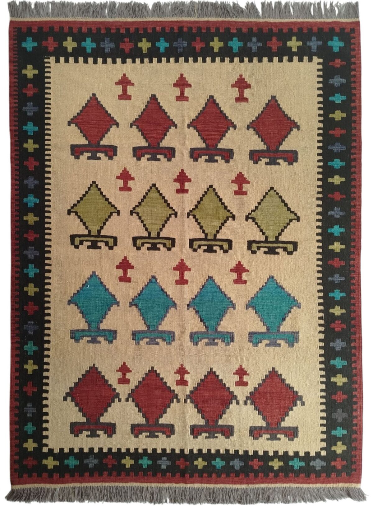 red border Afghan rug - Image 1