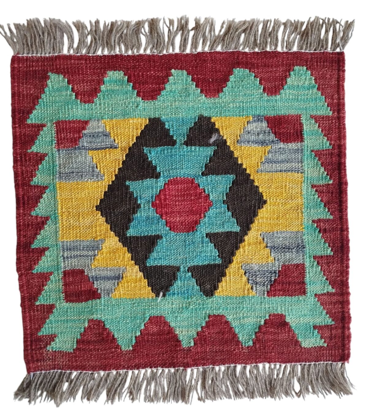 red border Afghan small rugs - Image 1